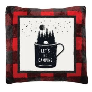 Red Buffalo Plaid Let's Go Camping Pillow