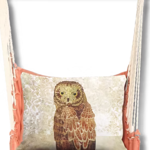 4-Piece Swing Set Living Coral w/ Owl Portrait Pillow