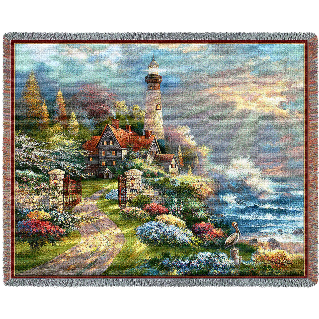Coastal Splendor Cotton Woven Blanket Throw – Made in the USA (72x54)