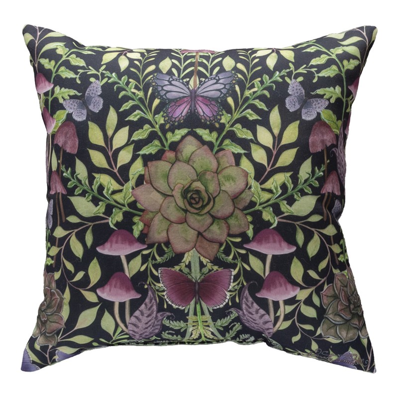 Large Reversible Butterfly Succulent Indoor Outdoor Throw Pillow