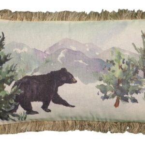 Watercolor Bear in Pines Pillow