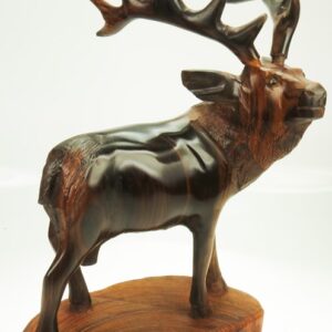 Detailed Elk on Base Sculpture