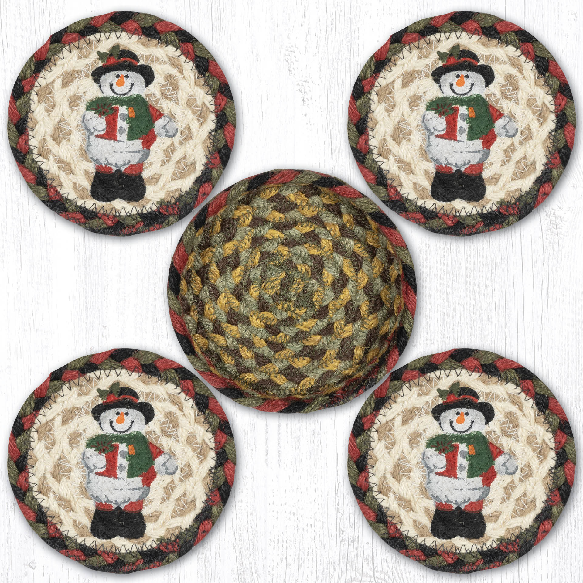 Snowman in Top Hat Coaster Set