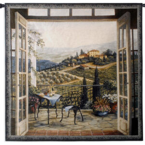 Balcony View of The Villa - Woven Tapestry Wall Art Hanging