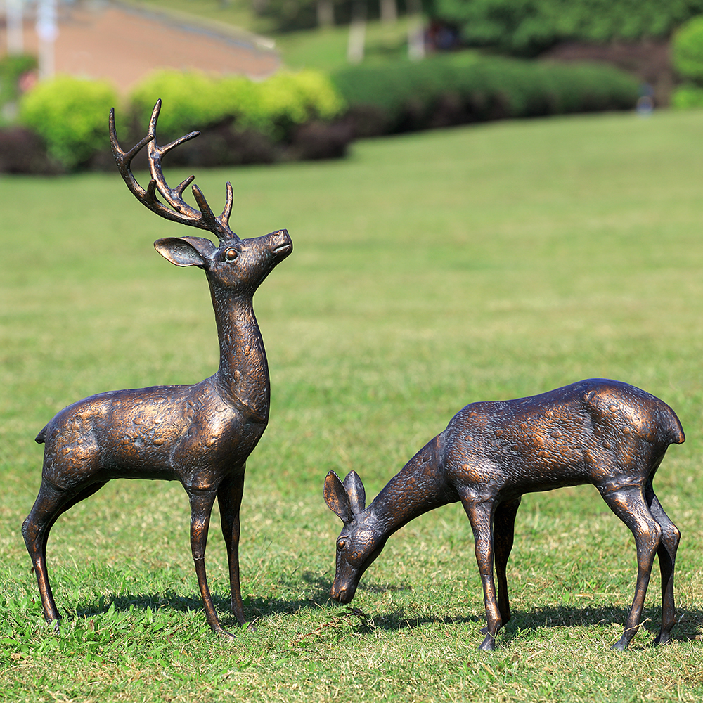 Meadow Wanderers Buck and Doe Deer Garden Sculpture