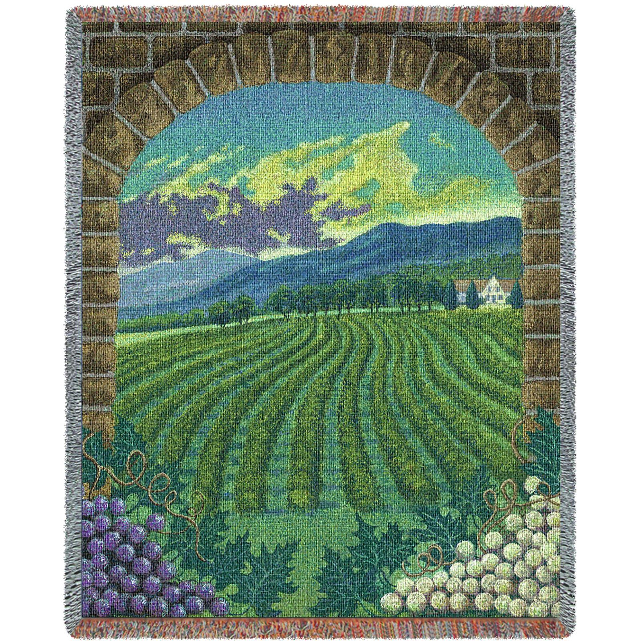 Vineyard Blanket Cotton Woven Throw – Made in the USA (72×54)