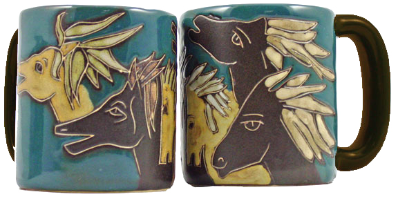 Mara Stoneware 16 Oz. Horses Mugs (Set of 2)