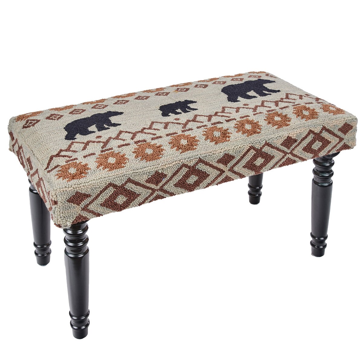Black Bear Traveler Hooked Bench