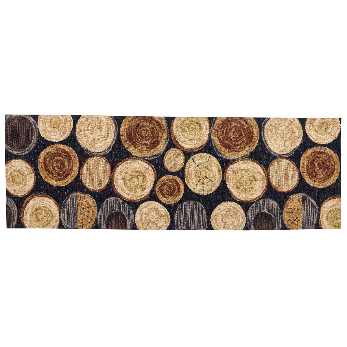Wood Slices Hooked Rug Runner 2' X 6'