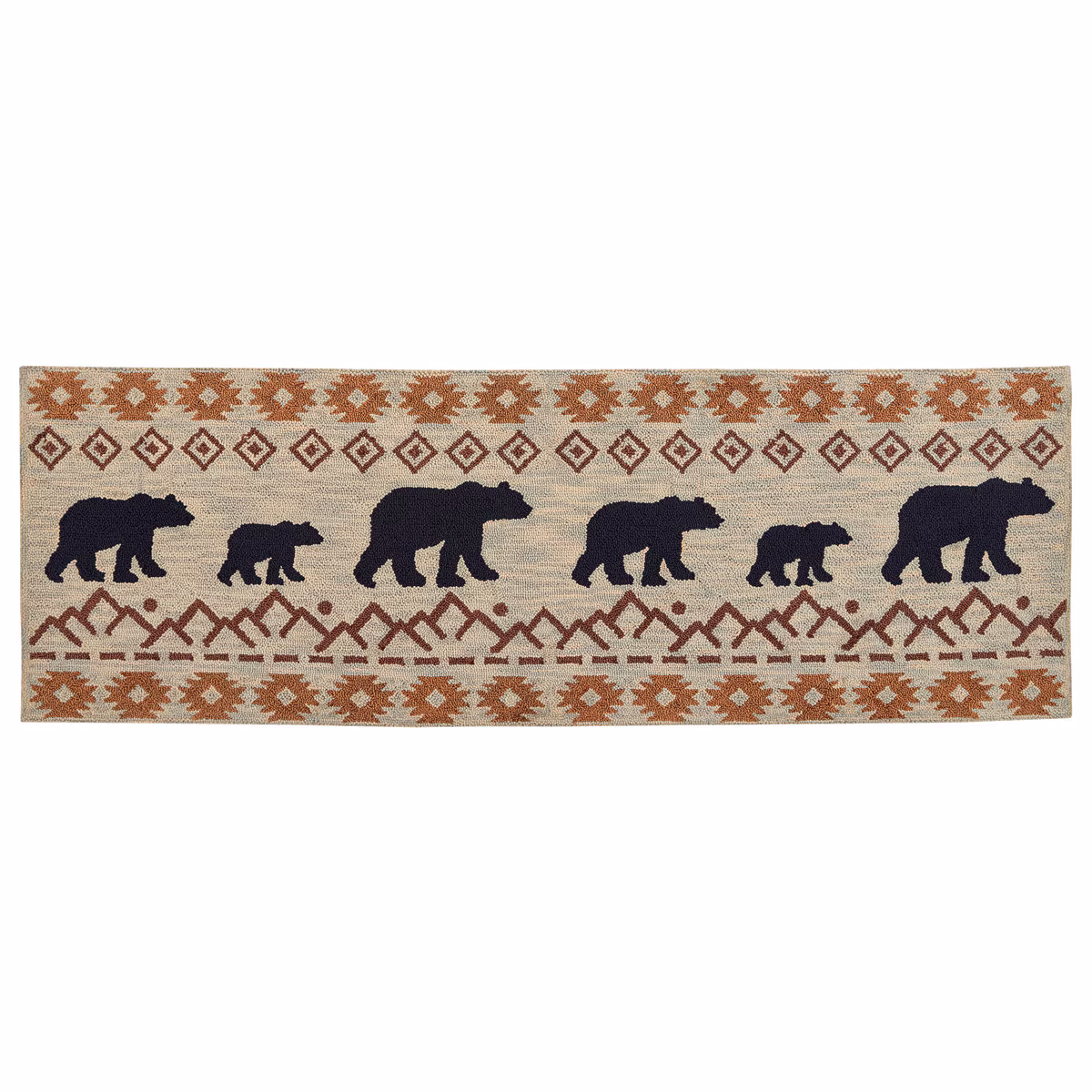 Black Bear Traveler Hooked Rug 24" X 72"