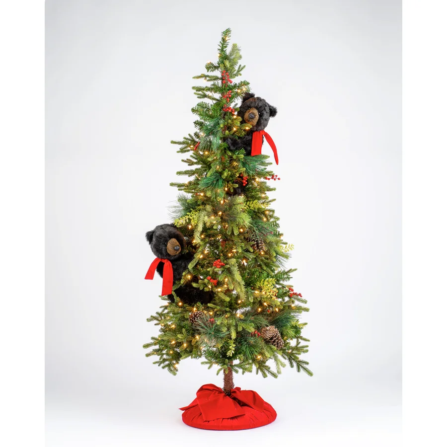 Ditz Designs Winter Wonderland Frolic Tree Black Bears - 72 Inches