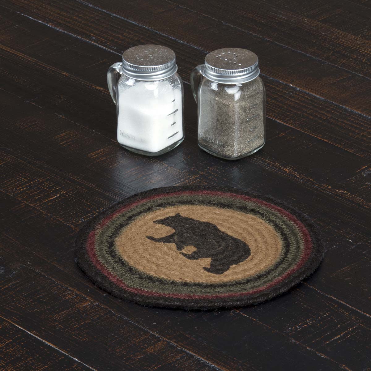 Wyatt Stenciled Bear Jute Trivet 8 Inches