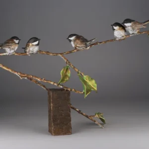Fine Feathers Chickadee Bronze Sculpture by Mark Hopkins