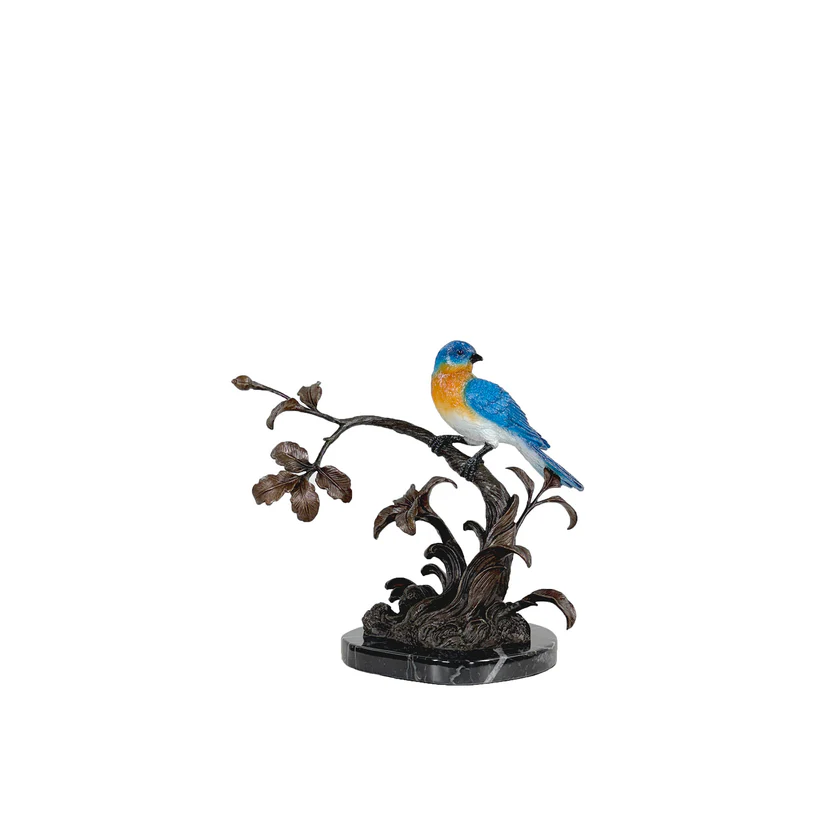 Bluebird on Branch Table-top Bronze Statue