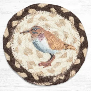 5" Round Hand Stenciled Coaster with Sandpiper Design (Pack of 2)