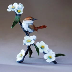 Morning Blooms Bird and Flower Sculpture by Mark Hopkins