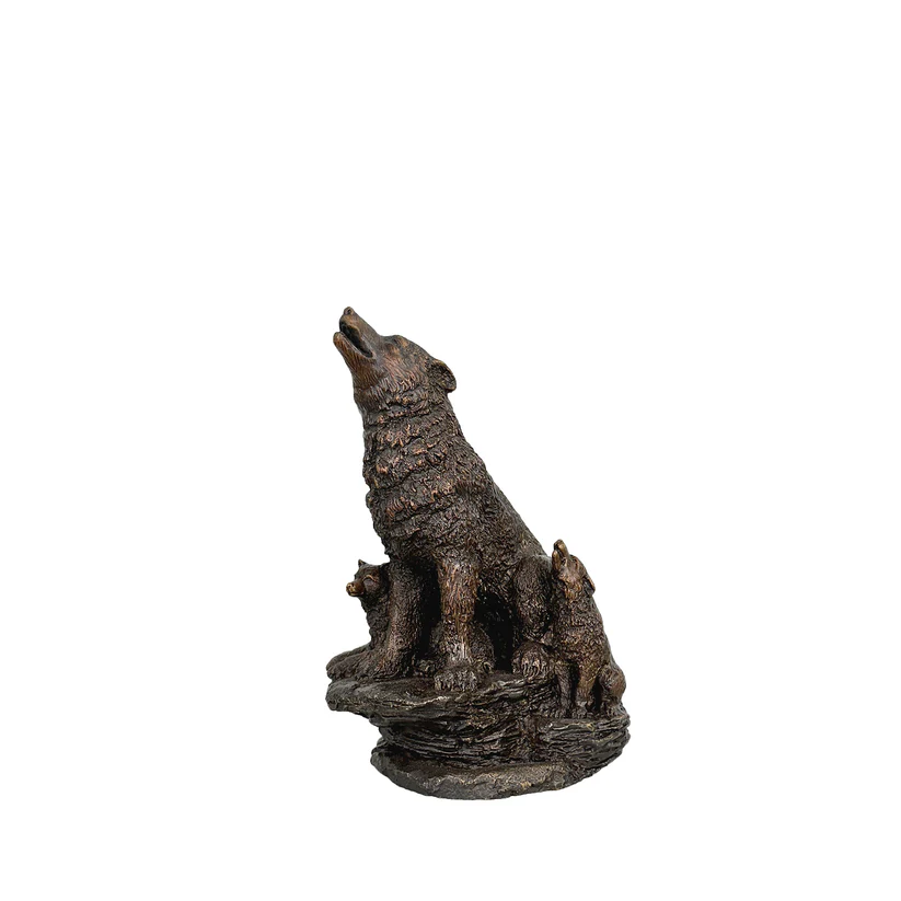 Wolf Family Table-top Bronze Statue