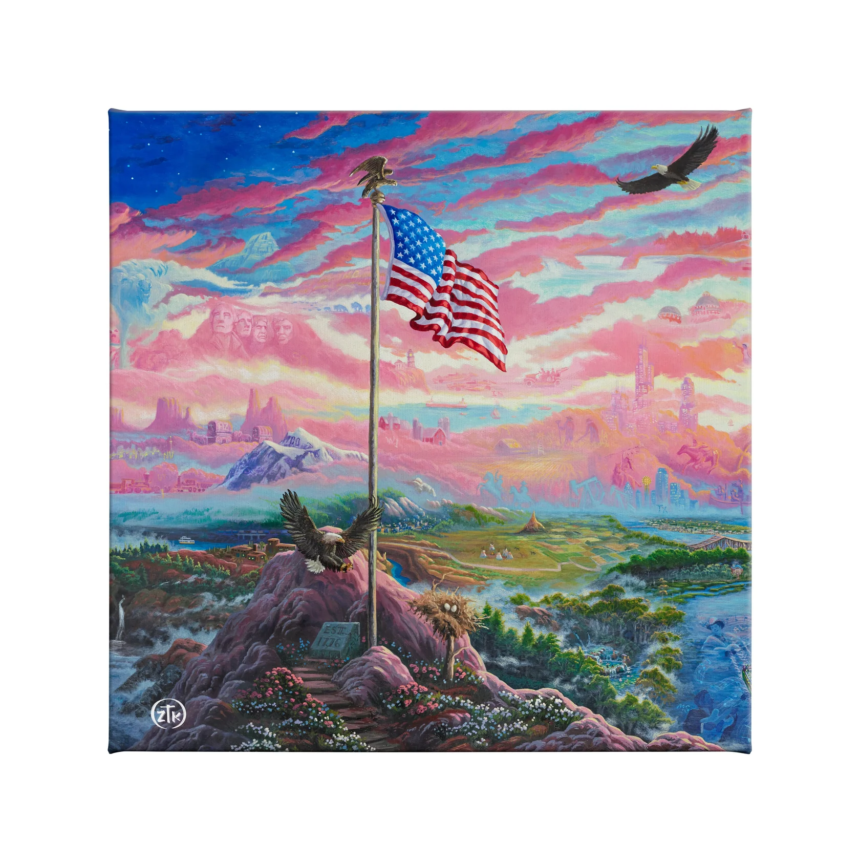 From Sea to Shining Sea - 14" x 14" Gallery Wrapped Canvas