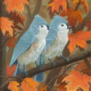 Tufted Titmouse in Autumn - 12″ x 9″ Limited Edition Canvas