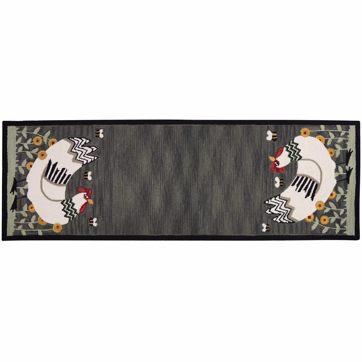 My Little White Hen Hooked Rug 2' x 6'