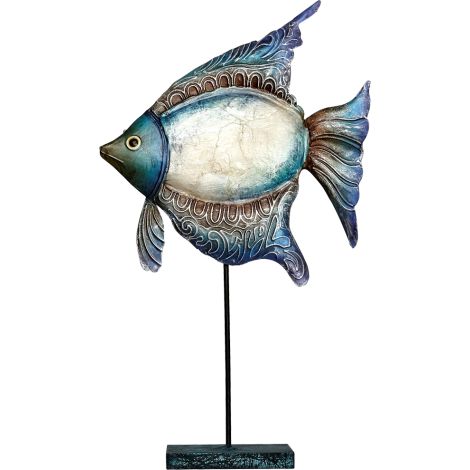 Seafoam Angelfish Stand 14.5" - Metal & Capiz Art