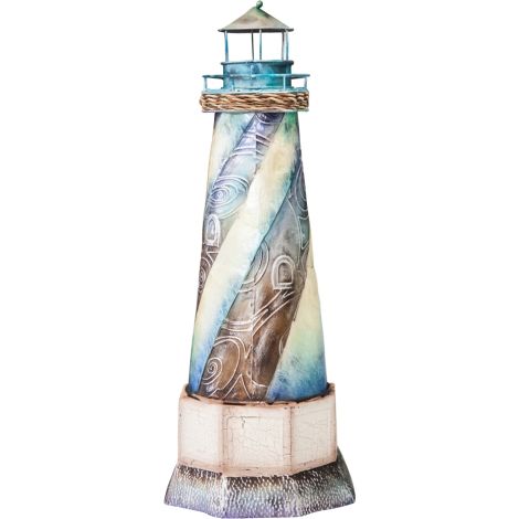 Seafoam 3D Lighthouse 16.5" - Metal & Capiz Art