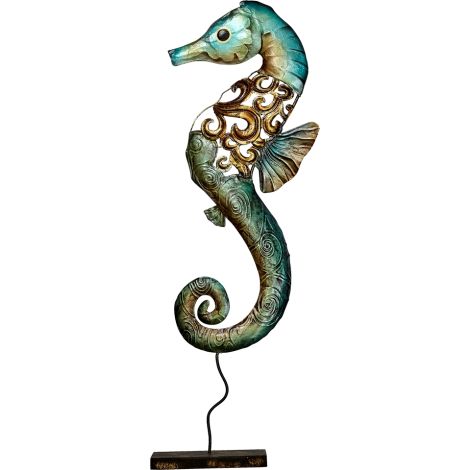 Rustic Seahorse Stand 20" - Metal & Capiz Art
