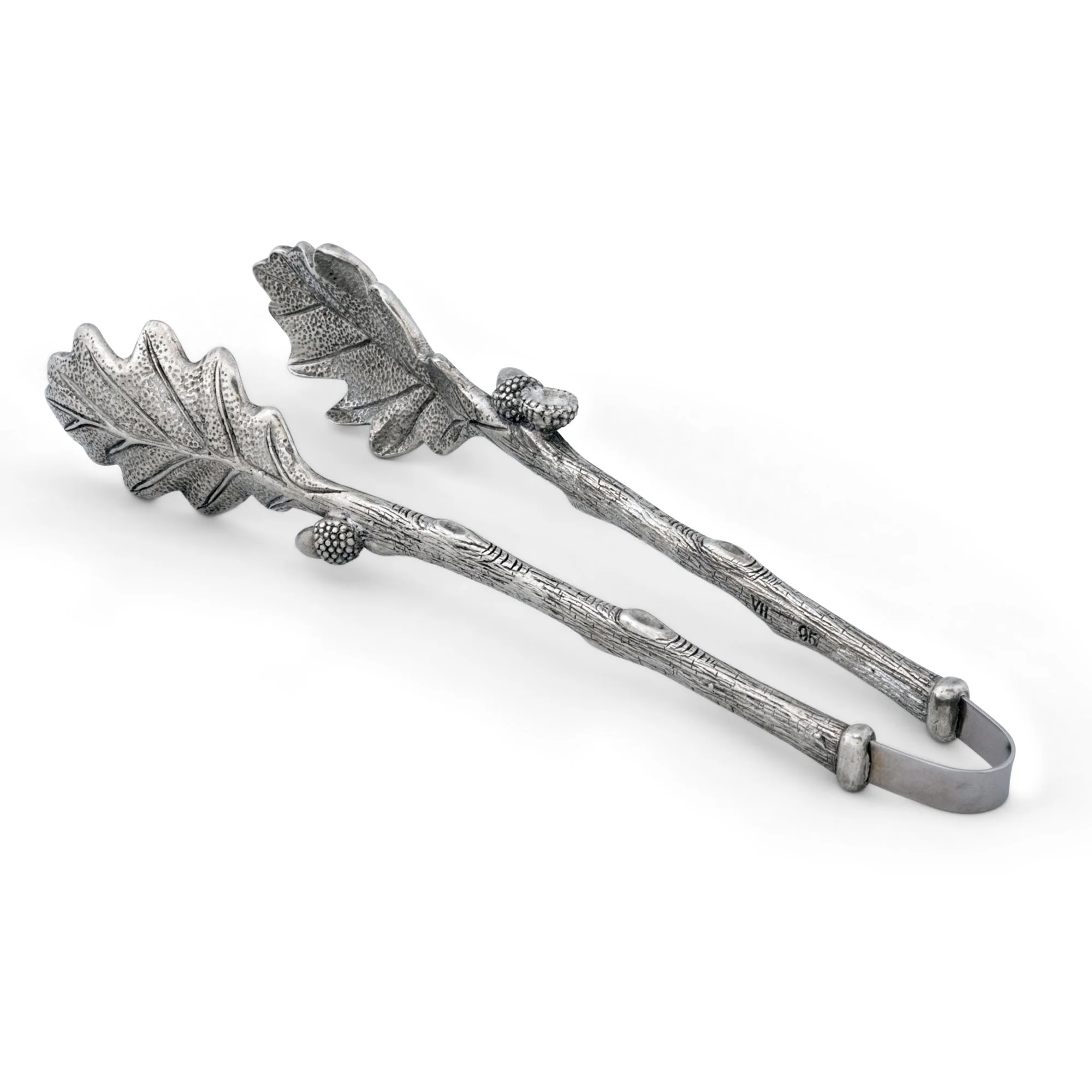 Pewter Oak Leaf Pattern Ice / Bread Tongs