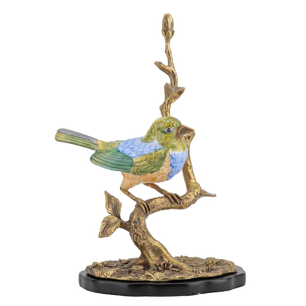 Porcelain Song Bird Figurine with Bronze Ormolu