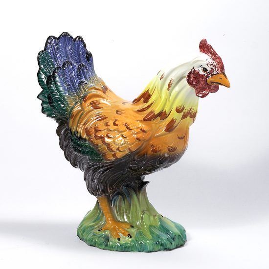 Authentic Italian Ceramic Colorful Hen Sculpture