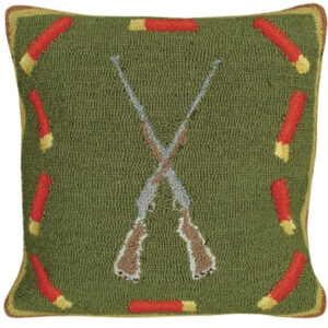 Handmade Hooked Pillow - Hunting Gear - Shotguns & Shells
