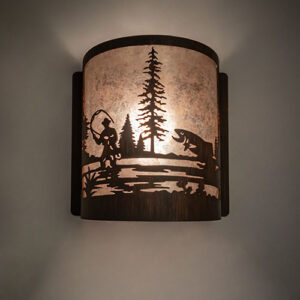 8" Wide Fly Fishing Left Wall Sconce