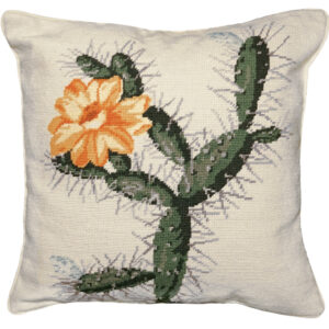 Needlepoint Down Throw Pillow – Yellow Cactus Flower