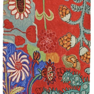 Cactus and Blooms Hand Hooked Wool Rug