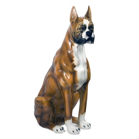 Authentic Italian Ceramic Boxer Dog Sculpture