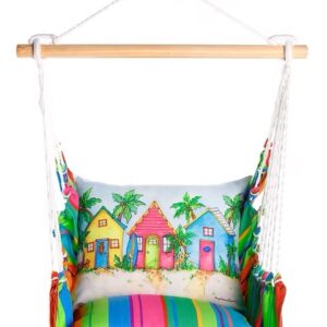 4-Piece Swing Set Le Jardin Nouveau w/ Colorful Beach Cottages Pillow