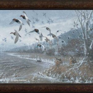 Framed Armistice Day Hunt - Canvasbacks - 24" x 36" Limited Edition Canvas
