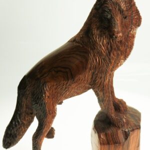 Detailed Wolf on Stump Sculpture