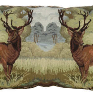 Two Gorgeous Deer Needlepoint Down Throw Pillow – Deer in the Forest