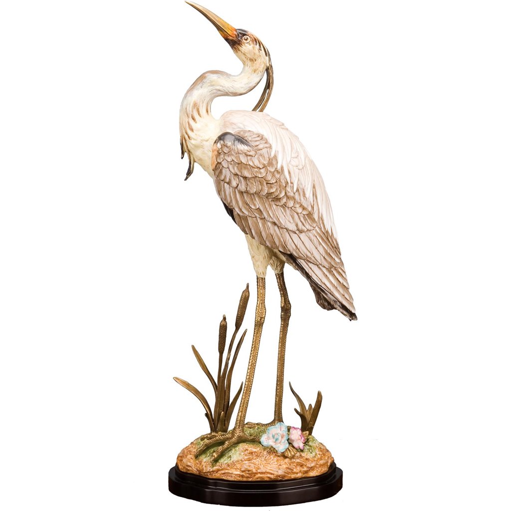 Porcelain Egret Figurine with Bronze Ormolu