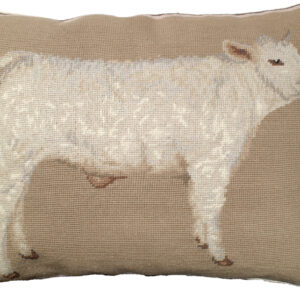 Farm and Ranch Needlepoint Down Throw Pillow – Charolais