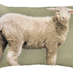 Farm and Ranch Needlepoint Down Throw Pillow – Sheep Baby