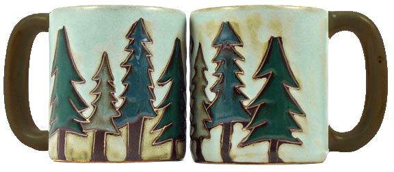 Mara Stoneware 16 Oz. Pine Trees Mugs (Set of 2)
