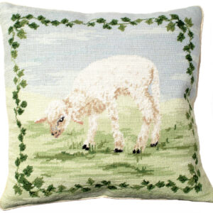 Farm and Ranch Needlepoint Down Throw Pillow – Lamb