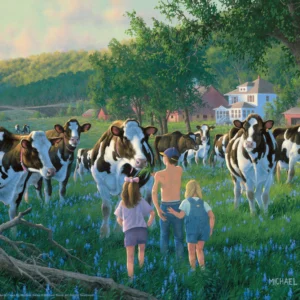 Bossie N Bluebells Cows – 11″ x 14″ Art Print