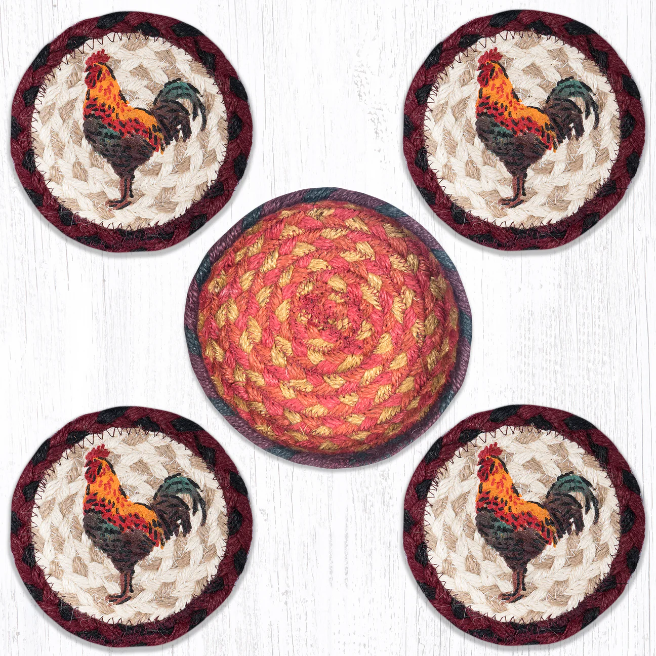Rustic Rooster Coaster Set