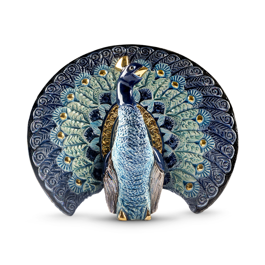 Blue Peacock Figurine by De Rosa