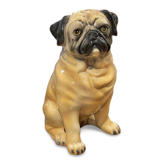 Authentic Italian Ceramic Pug Dog Sculpture