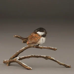 Snowfall Chickadee Sculpture by Mark Hopkins