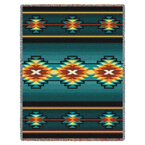 Aydin – Southwest Native American Inspired Tribal Camp Cotton Woven Blanket Throw – Made in the USA (72×54)